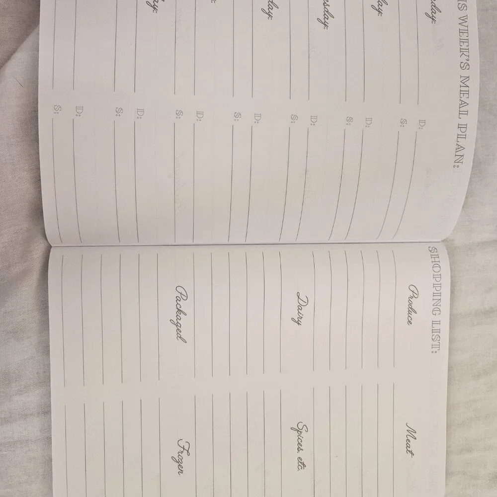 Meal Planning Notebook 60 Sheets Brand New Recipe sheets